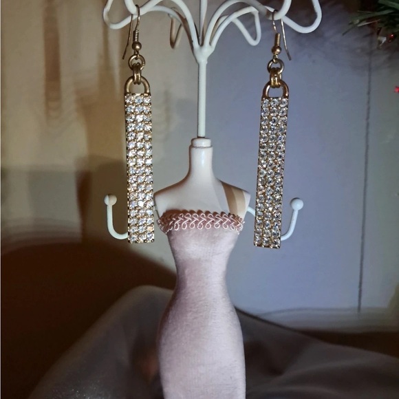 Elegant Gold and Silver Dangle Earrings - Picture 1 of 4